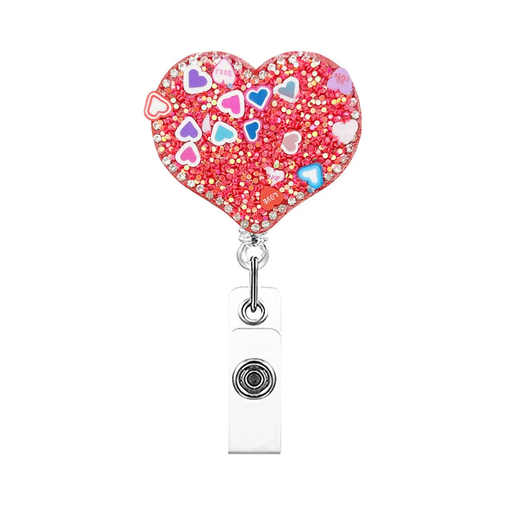 Cute Heart Butterfly Top Quality Retractable Nurse Badge Holder Clip ID Card Holder Keychains Lanyard Office School Supplies