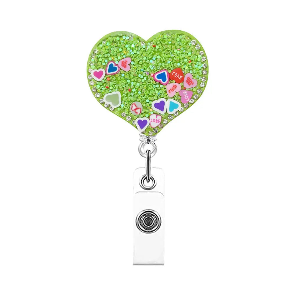 Fashion Cute Heart Butterfly Shape Badge Clips Retractable Nurse Badge Reel Clip Students Doctor ID Card Holder Keychain Gift