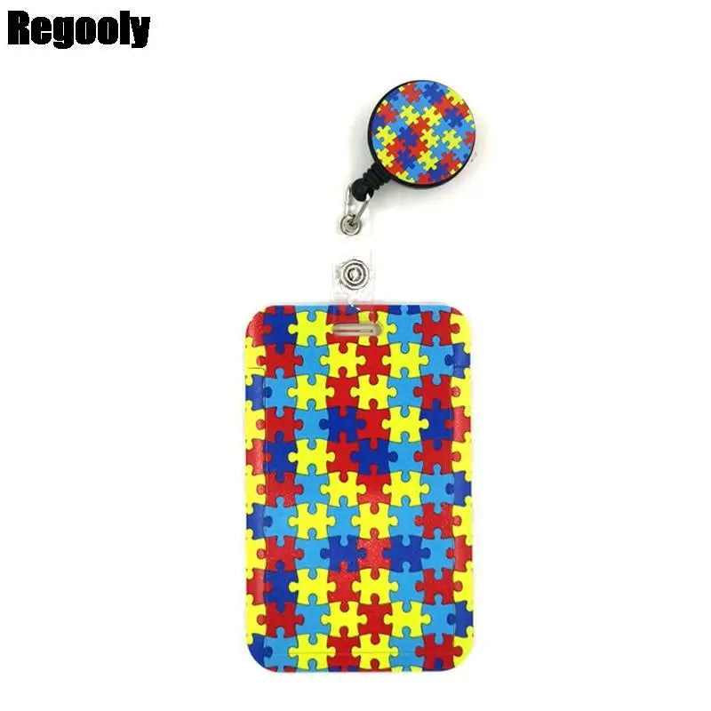 Autism Awareness Cute Cards Cover Lanyard Retractable Student Nurse Badge Reel Clips Cartoon ID Card Badge Holder accessories