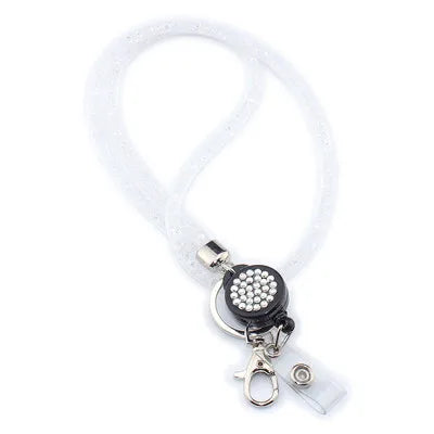 NECK RHINESTONE CRYSTAL LANYARD& RETRACTABLE ID NAME BADGE REEL PHONE KEY HOLDER Pendant Necklace