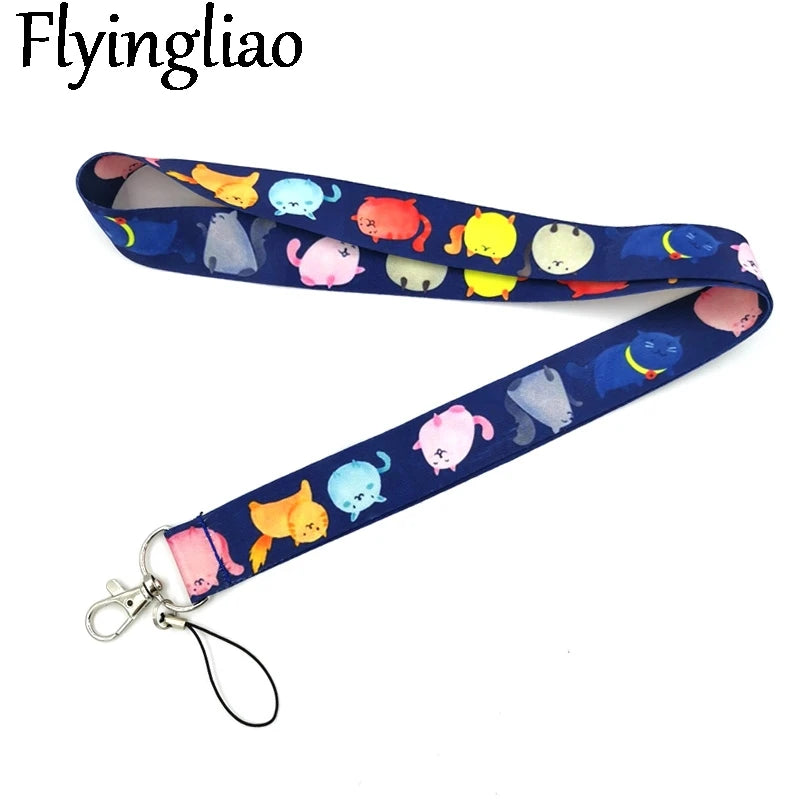 Cartoon Colorful Cats Cute Credit Card Cover Lanyard Bags Retractable Badge Reel Student Nurse Exhibition Enfermera Name Clips