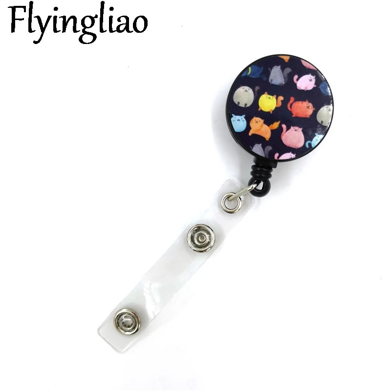 Cartoon Colorful Cats Cute Credit Card Cover Lanyard Bags Retractable Badge Reel Student Nurse Exhibition Enfermera Name Clips