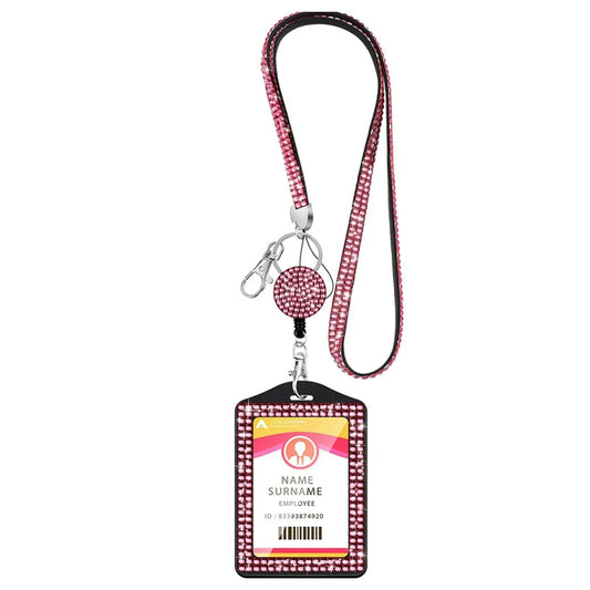 New Fashion Rhinestone Neck Blings Lanyard Retractable ID Badge Reel Phone Key Holder Bank Credit Card Holder Strap Card Holder