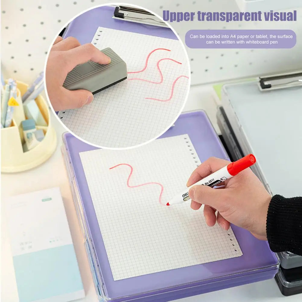 Office Clipboard Double Layer Side Opening Secure Clasps Holds with Pen Case Nursing Clipboard Folder Case Office Supplies