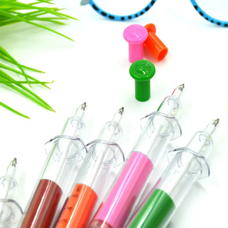 6 Pcs Needle Cylinder Ballpoint Pen Highlighter Stationery Office Supply School Cute Kawaii Nurse Novelty Paint Gift