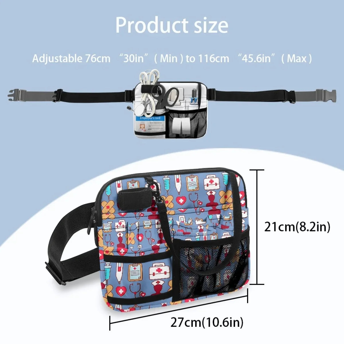 Healthcare Medical Equipment Heartbeat Print Nurse Belt Bag Fanny Pack Organizer Pouch Adjustable Waist Strap Hip Bags Sac Femme