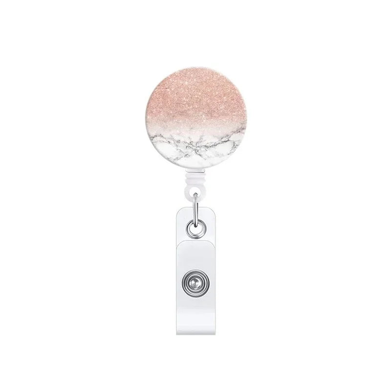 Cute Marble Printing Cartoon Retractable Nurse Badge Reel Card Clip Student Doctor ID Card Holder School Office Supplies