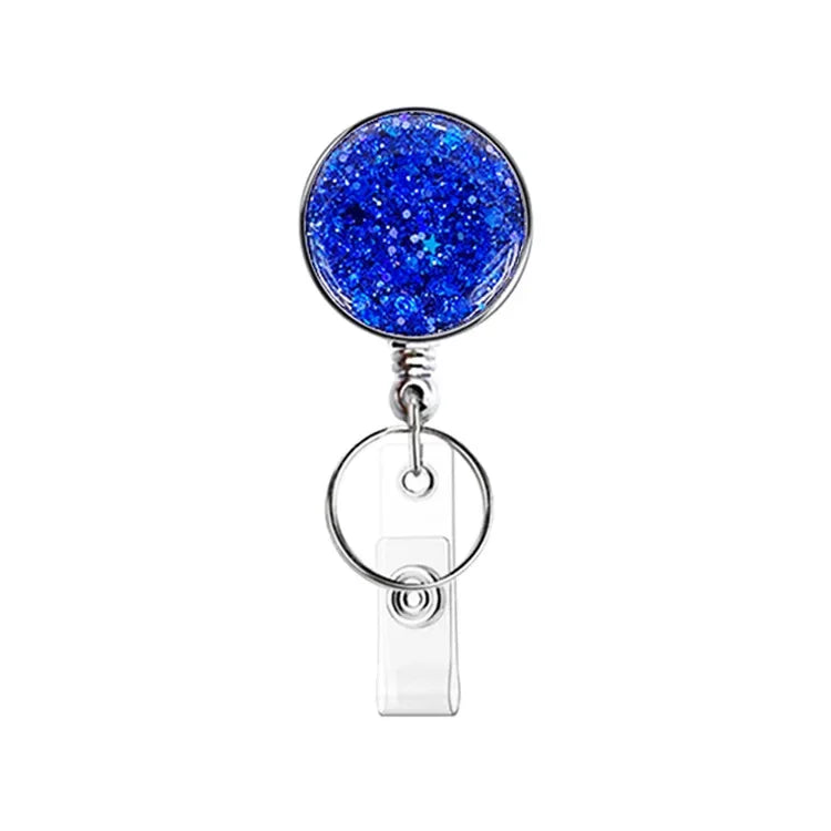 New Arrival 10 Color Creative Sequins Cute Retractable Nurse Badge Reel Clip Badge Holder Students Doctor Id Card Holder