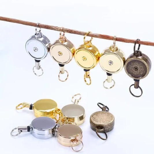 Mini Zinc Alloy Retractable Badge Reels Key Chain Holder Badge Holder Accessories ID Card Holder Clip Office Supplies