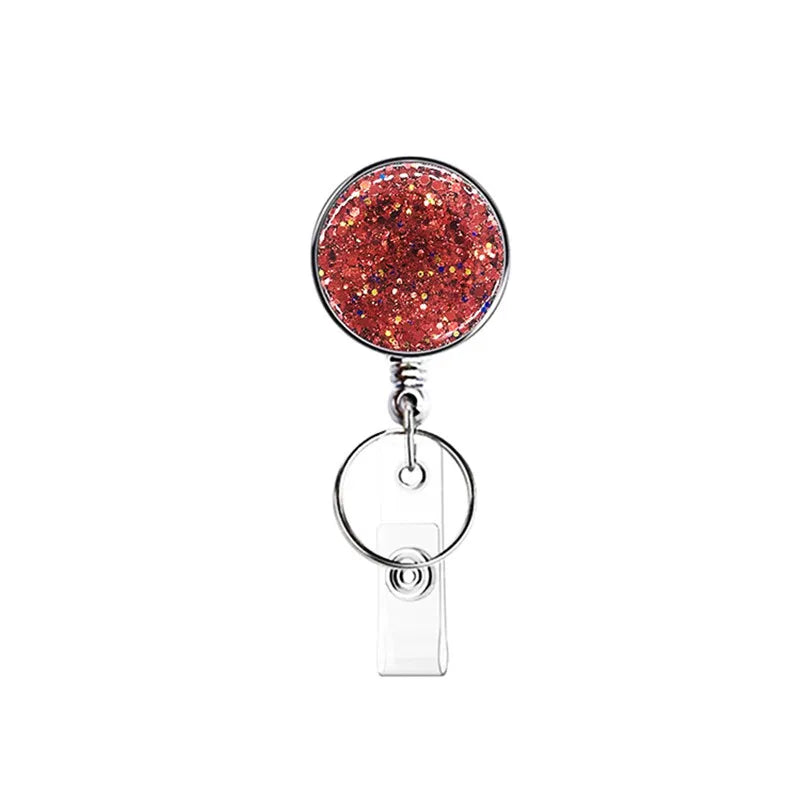 New Arrival 10 Color Creative Sequins Cute Retractable Nurse Badge Reel Clip Badge Holder Students Doctor Id Card Holder