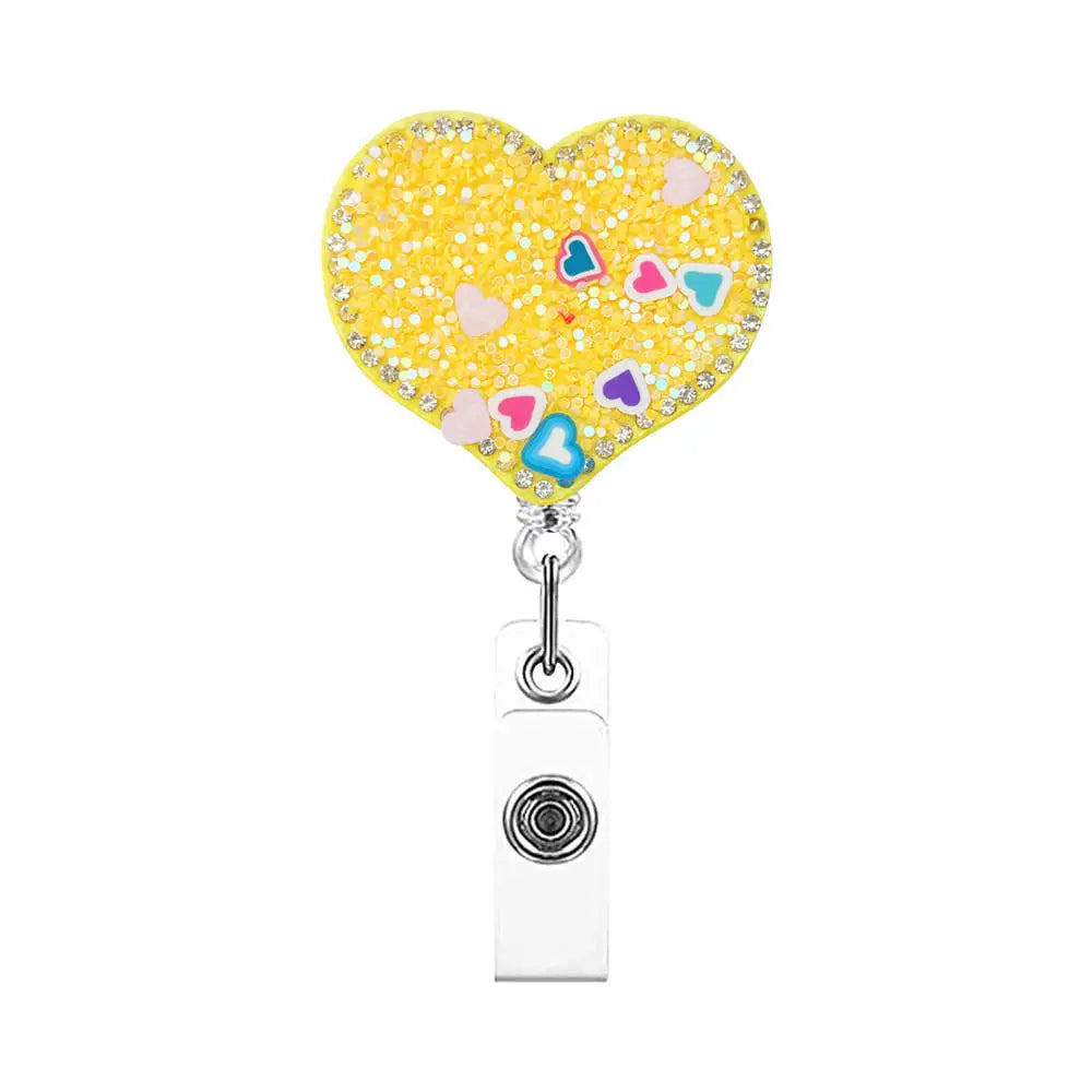 Fashion Cute Heart Butterfly Shape Badge Clips Retractable Nurse Badge Reel Clip Students Doctor ID Card Holder Keychain Gift