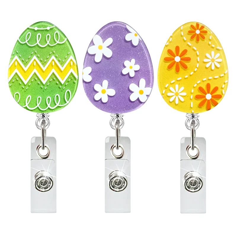 Happy Easter Eggs Retractable Badge Reel New Nurse Bunny Gnomes Badge Holder Cute Bunny Easter Day Clip ID Doctor Accessories