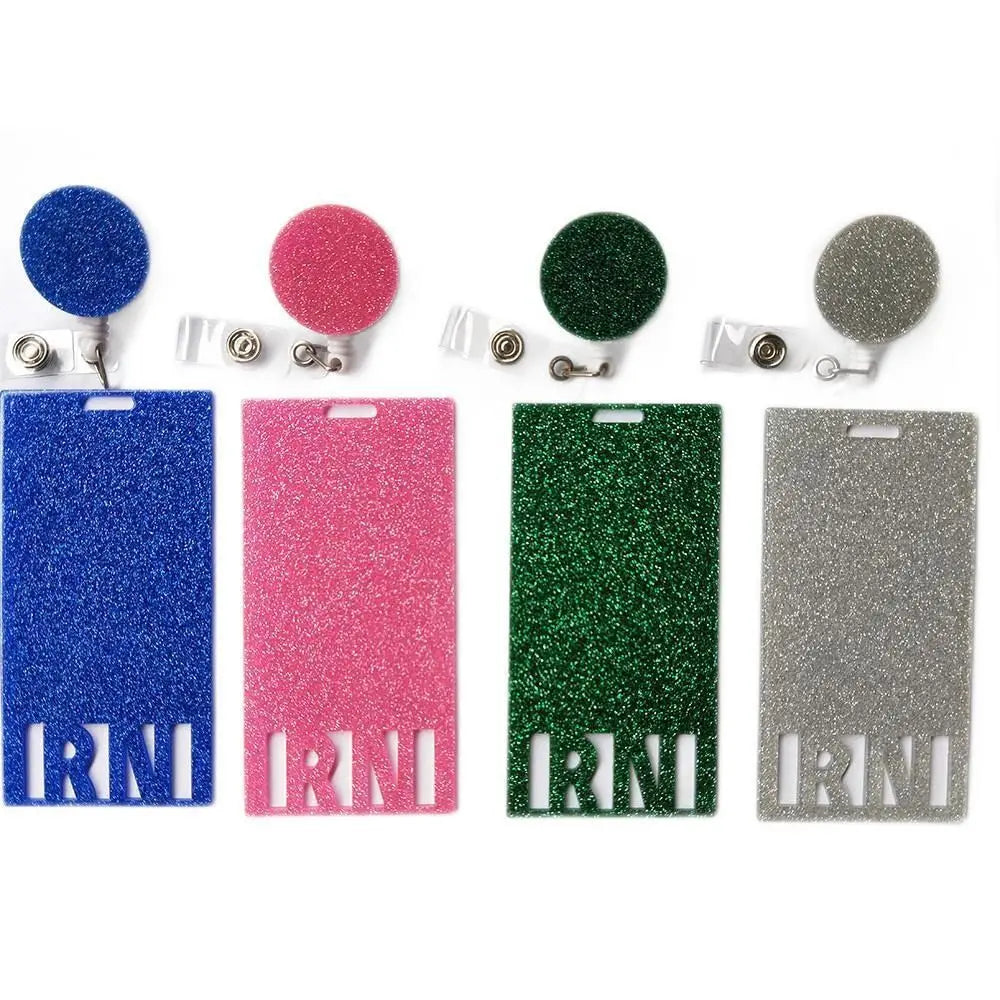 Nurse Retractable Badge Reel Bling Rhinestone ID Card Holder with Alligator Clip for School Nurse Doctor Graduation Present