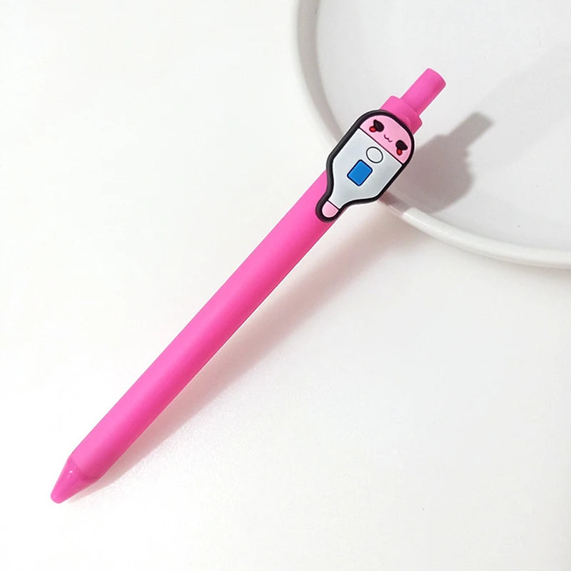 Nurse Doctor Gel Pens 0.5mm Black Ink Writing Pen Cute Cartoon Ornament Retractable Gel Pens Hospital Supplies