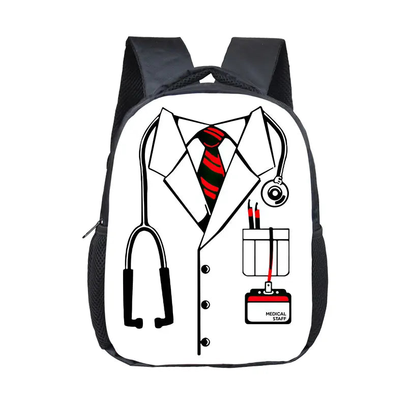 Cute Doctor Nurse Uniform Backpack for 2-4 Years Old ECG Hospital Children School Bags Medical Stethoscope Syringe Kid BookBag