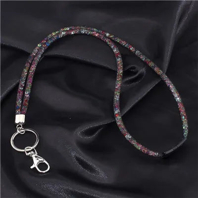 NECK RHINESTONE CRYSTAL LANYARD& RETRACTABLE ID NAME BADGE REEL PHONE KEY HOLDER Pendant Necklace