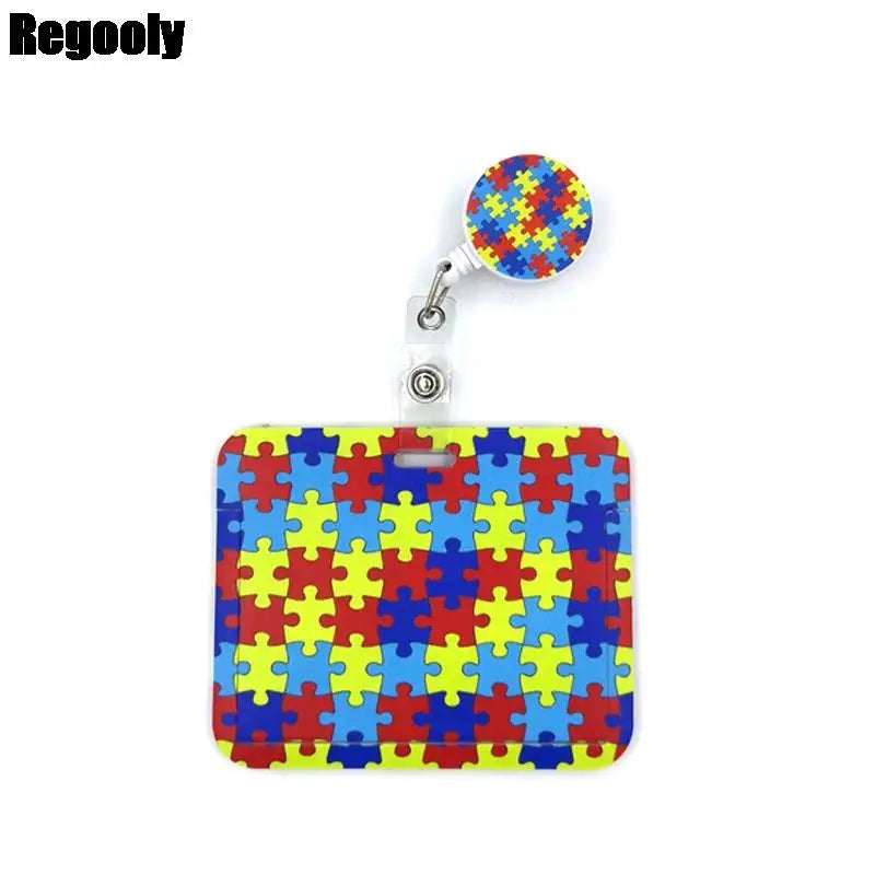 Autism Awareness Cute Cards Cover Lanyard Retractable Student Nurse Badge Reel Clips Cartoon ID Card Badge Holder accessories