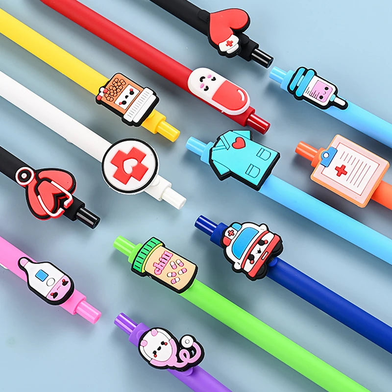 Nurse Doctor Gel Pens 0.5mm Black Ink Writing Pen Cute Cartoon Ornament Retractable Gel Pens Hospital Supplies