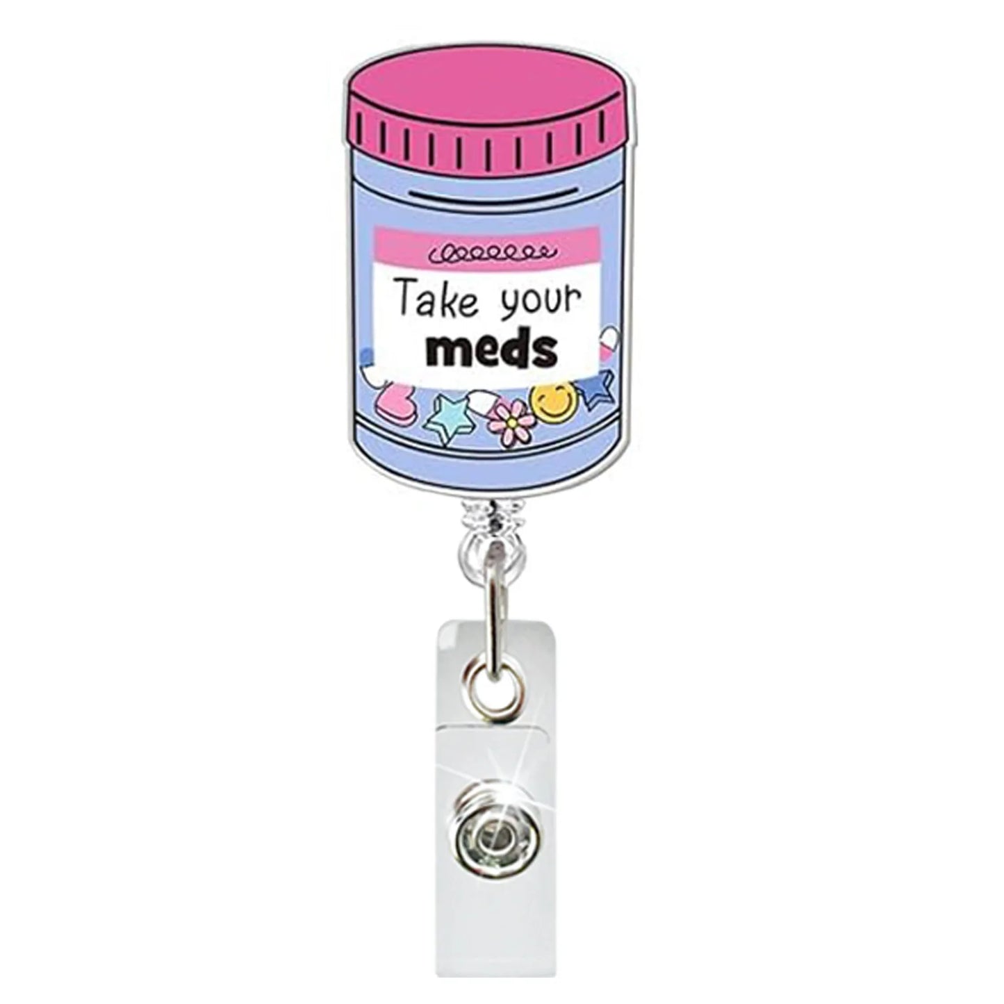 Acrylic Cup Pill Bottle Letter Retractable Badge Reel ID Badge Buckle Doctor Nurse Gift Badge Holder Key Chain Accessories