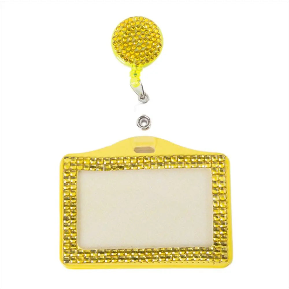 Bling ID Badge Holder Retractable Reel Rhinestones Card Holder for Office Business Home School Nurses