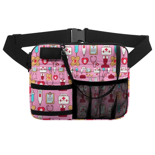 Healthcare Medical Equipment Heartbeat Print Nurse Belt Bag Fanny Pack Organizer Pouch Adjustable Waist Strap Hip Bags Sac Femme