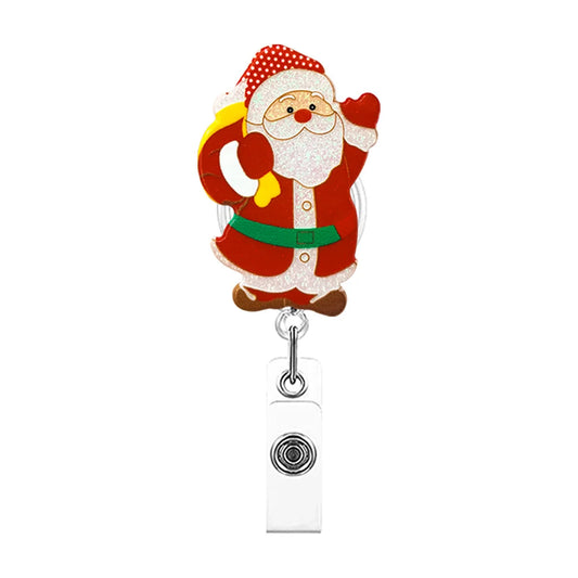 Christmas Shiny Acrylic Medical Supplies Cute Doctor Nurse Retractable Badge Reel Id Card Holder Exhibition Enfermera Name Card