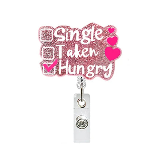 Cute  Glitter Acrylic Valentine's Day Badge Reel Retractable ID Badge Holder With 360 Rotating Alligator Clip Nurse Name Holder