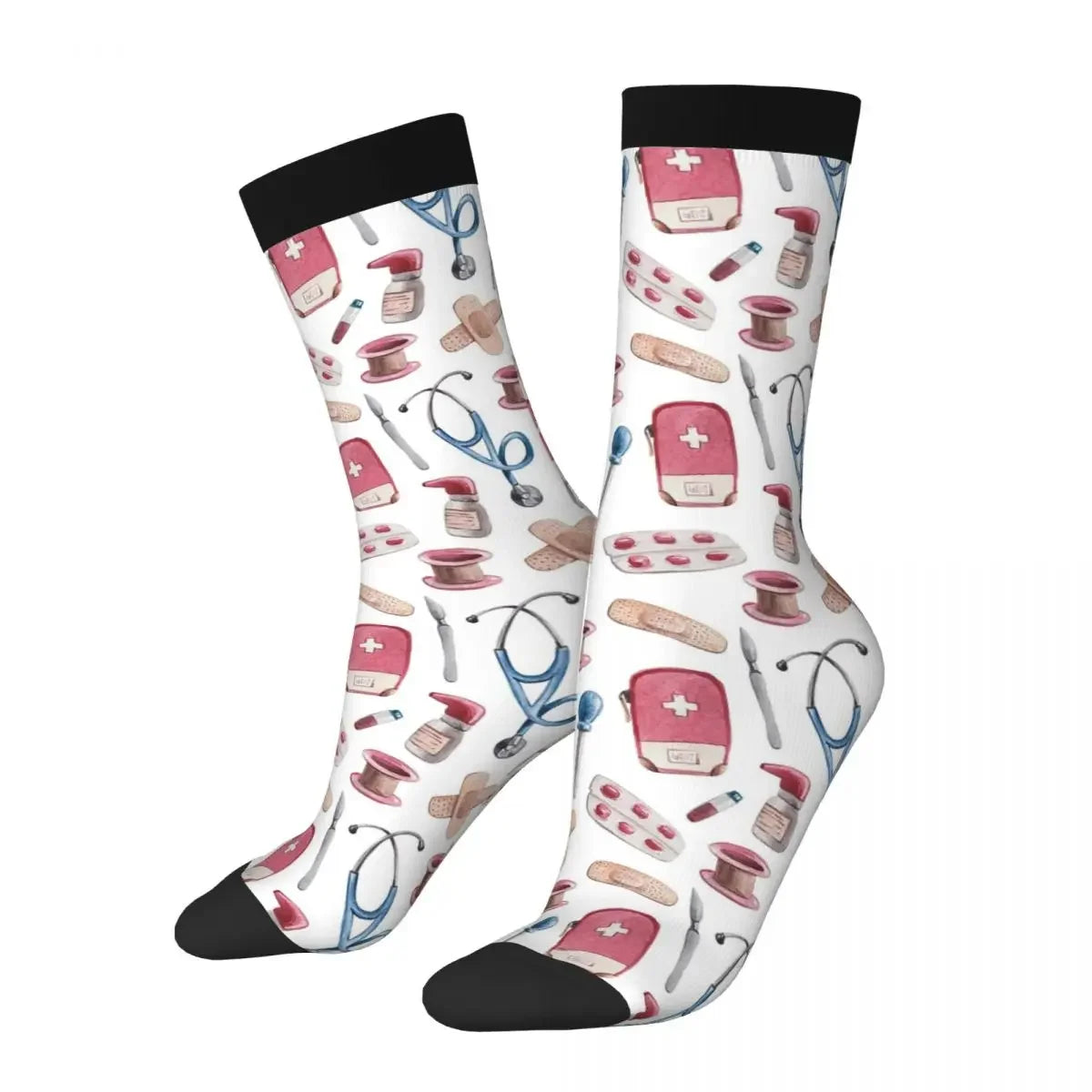 Hospital Medical Pattern Gift For Nurses And Doctors Socks Harajuku Super Soft Stockings All Season Long Socks Accessories