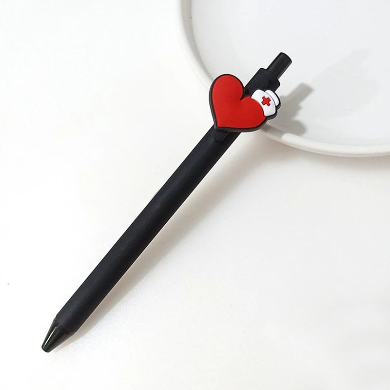 Nurse Doctor Gel Pens 0.5mm Black Ink Writing Pen Cute Cartoon Ornament Retractable Gel Pens Hospital Supplies