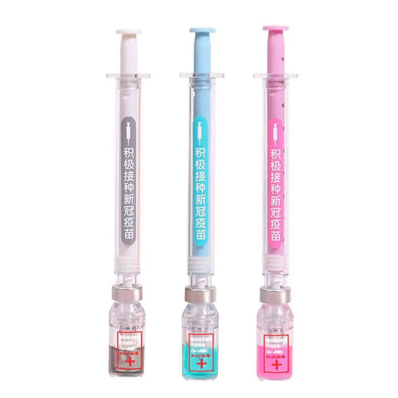 20Pcs Cute Kawaii Novelty Nurse Needle Syringe Shaped Highlighter Marker Marker Pen Stationery School Supplies