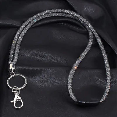 NECK RHINESTONE CRYSTAL LANYARD& RETRACTABLE ID NAME BADGE REEL PHONE KEY HOLDER Pendant Necklace