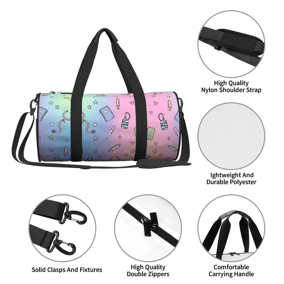 Enfermera En Apuros Nurse Gym Bag Portable Sports Bags Gym Accessories Travel Training Handbag Cute Fitness Bag For Male Female