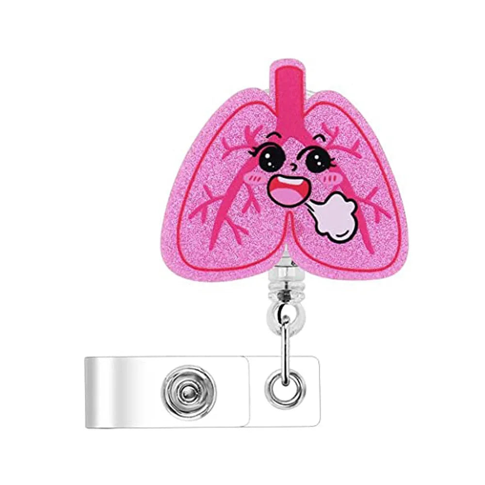 Fashion Cute Cartoon Heart Retractable Nurse Badge Reel Clip Badge Holder Students Doctor ID Card Holder Badge Clip Keychain