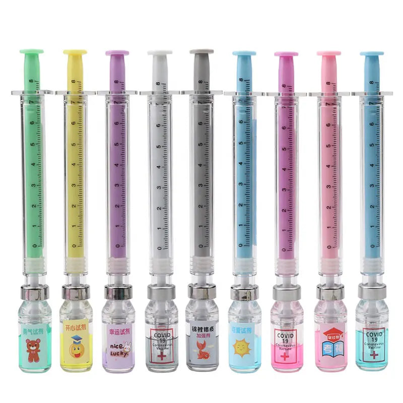 9 Pcs New Design Syringe Shaped Gel Ink Pen Signature Pen For Doctor Nurse