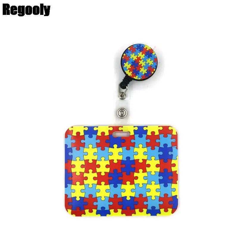 Autism Awareness Cute Cards Cover Lanyard Retractable Student Nurse Badge Reel Clips Cartoon ID Card Badge Holder accessories